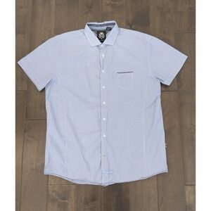 English‎ Laundry Men's Short Sleeve Button Up Shirt Blue Stripe Size XL Pocket